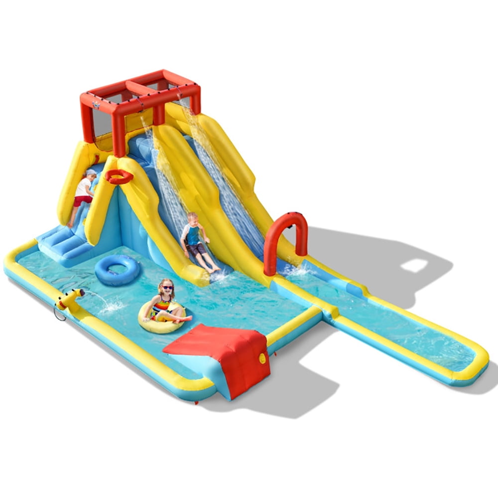 Spaco 7-in-1 Inflatable Dual Slide Water Park Bounce House Without Blower, Jumping Castle Family Backyard Bouncy Castle, Durable Sewn with Extra Thick Material, Idea for Kids
