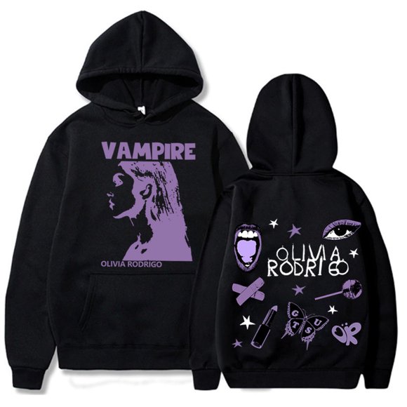 Guts Olivia Rodrigo Hooded Sweatshirt Hoodie Olivia Rodrigo Printed Peripheral Sweatshirt Black