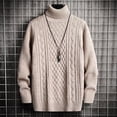 thumbnail image 4 of Suéter de cuello alto para hombre de otoño e invierno, suéter coreano ajustado con dos solapas y rombos, suéter de manga larga, 4 of 6