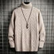 thumbnail image 3 of Suéter de cuello alto para hombre de otoño e invierno, suéter coreano ajustado con dos solapas y rombos, suéter de manga larga, 3 of 6