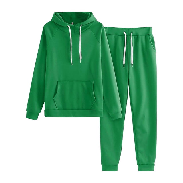 Gibobby Conjunto dama pants y sudadera afelpada Sudadera de manga larga con capucha de color liso para mujer con bolsillo y conjunto de forro polar(GN1,G)