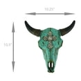 thumbnail image 4 of Turquoise Steer Skull with Cross Decorative Wall Sculpture Halloween, 4 of 4