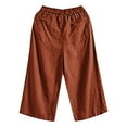 thumbnail image 5 of Scyoekwg Womens Capris for Summer Elastic Waist Loose Wide Leg Cropped Trousers Pants Ladies Capris Casual Comfy Loose Solid Color Trendy Summer Pants (Orange,L), 5 of 5