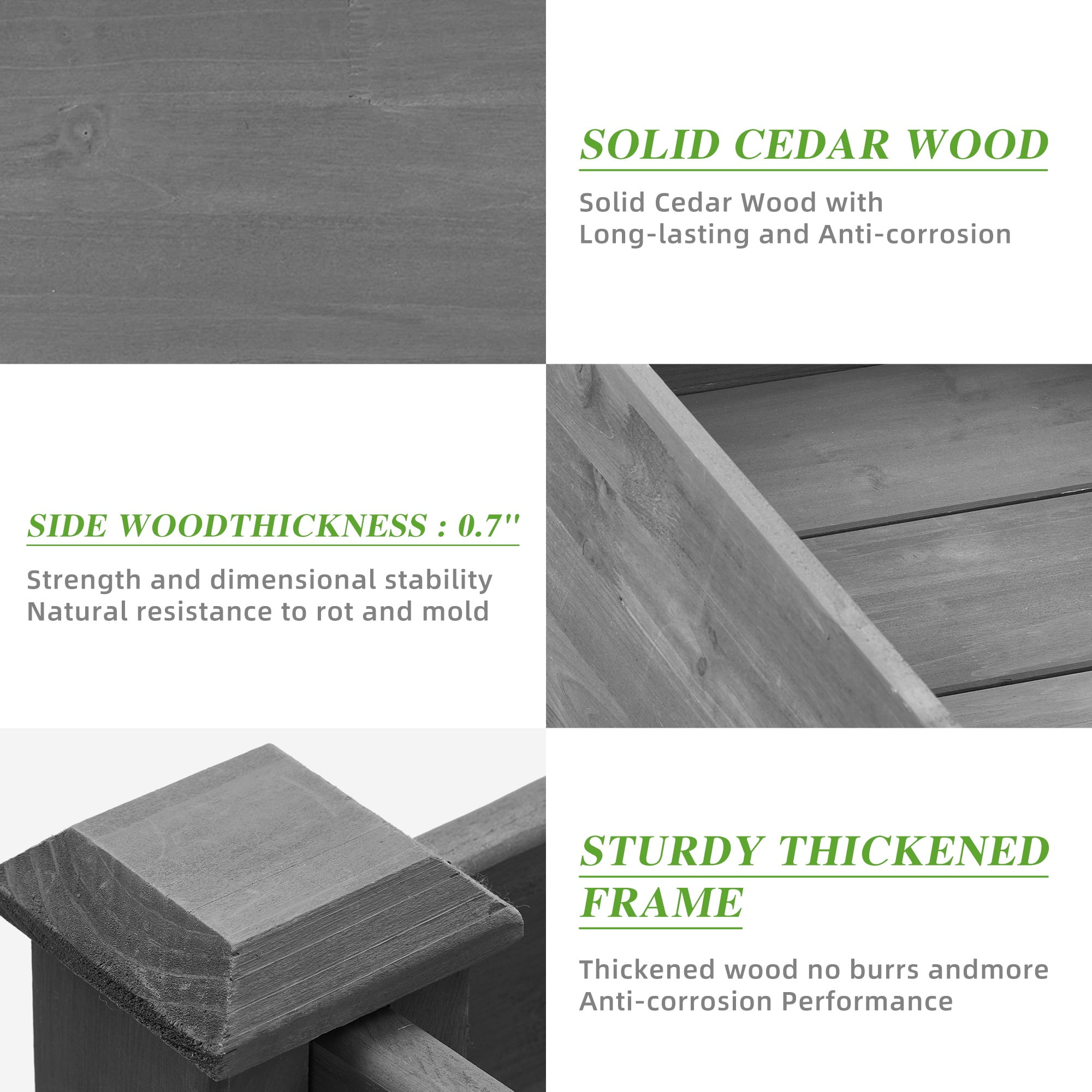Seizeen Raised Garden Bed Clearance, 40x20x31in Elevated Planter Box with Legs, Linner, Wooden Raised Bed for Outdoor Gardening, Gray