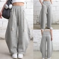 thumbnail image 2 of Casual Wide Leg Pants for Women Baggy Barrel Sweatpants Elastic Waist Lantern Trouser Pants, 2 of 7