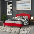 thumbnail image 5 of BizChair Arched Button Tufted Upholstered Queen Size Headboard in Red Fabric, 5 of 12