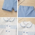 thumbnail image 5 of FYMNSI 2T Boy Clothes Peter Pan Collar Shirt and Shorts Set Summer 2-Piece Toddler Boys Short Outfits Blue, 5 of 6
