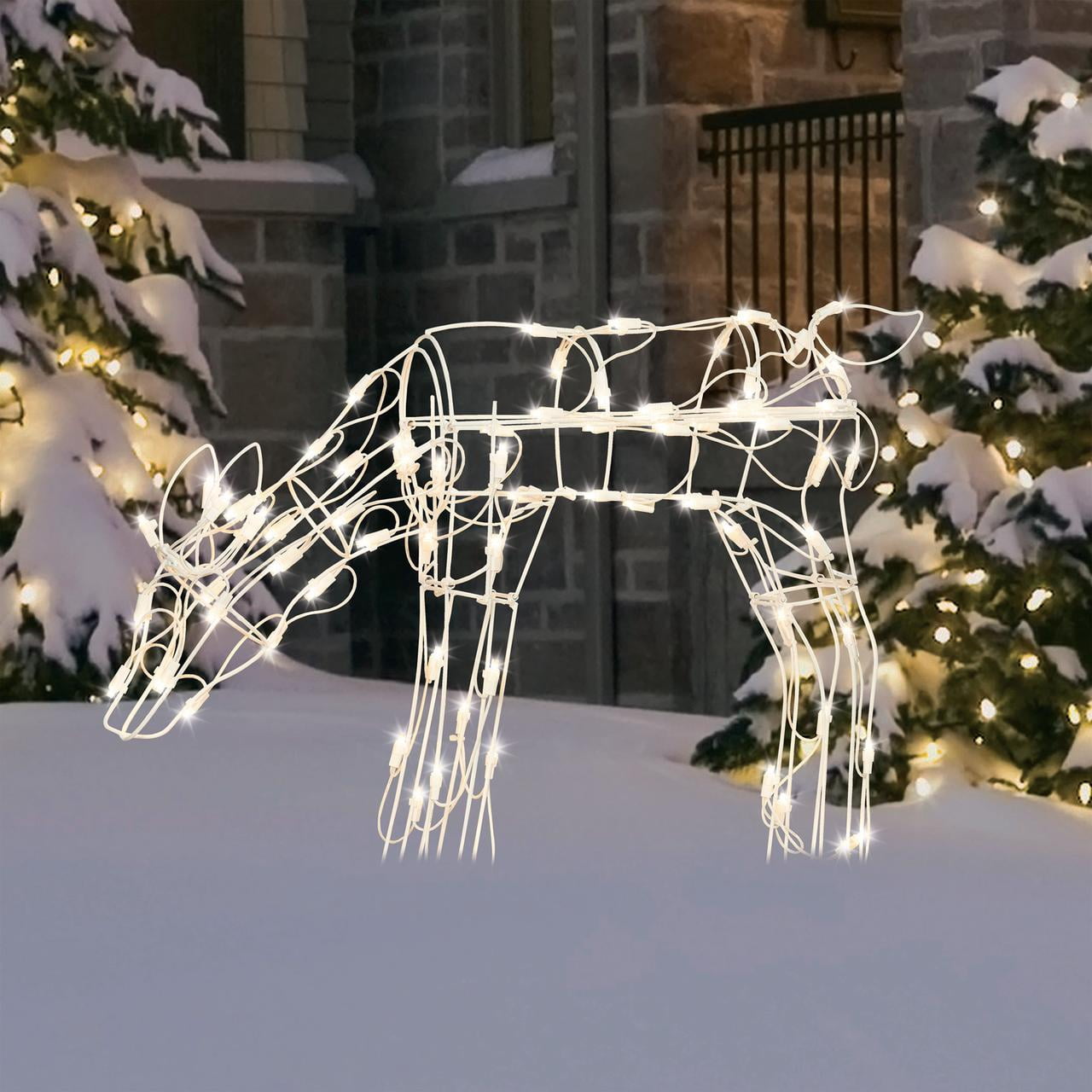 Indoor/Outdoor Light-Up Feeding Doe Christmas Decoration with 70 LED Lights, Warm White, 28", by Holiday Time
