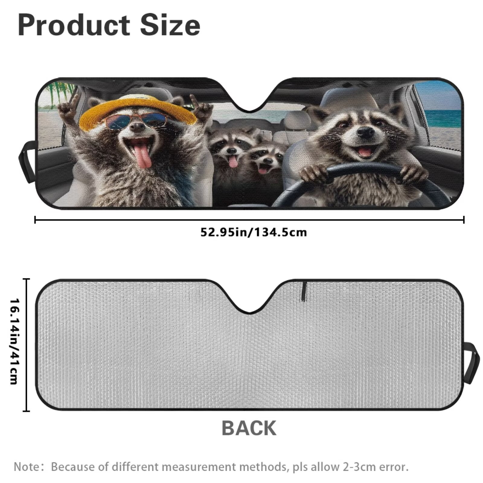Uorisanigo Car Sun Shade UV Rays & Heat Protection Accessories for Jeep Wrangler, Foldable Raccoon Animal Driving Windshield Shade for 1997-2017 Jeep Wrangler Rubicon Sahara TJ JK JKU 2/4 Doors