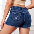 thumbnail image 4 of Aayomet Women's Mid Waist Ripped Hem Stretchy Denim Shorts with Pockets, Light Blue, XXL, 4 of 5