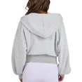 thumbnail image 5 of Female Zip Up Hoodies Cropped Sweatshirts Casual Comfy Cute Zip Jackets Fashion Trendy Fall Outfits Light Grey M, 5 of 9