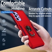 Samsung Galaxy A73 5G Case, Circlemalls Ring Stand Armor Cover Case+Screen Protector-Red