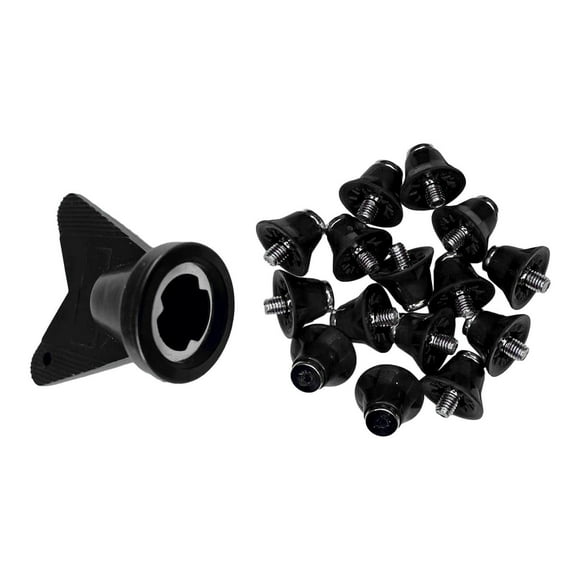 DYNWAVECA 12Pcs Football Boot Spikes Rugby Shoes Studs Turf M5 Threading Screw Comfortable Soccer Boot Cleats for Indoor Outdoor Sports Black