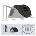 thumbnail image 3 of Pop Up Tent with Front Porch,3000mm Waterproof, 2-3 Person Lightweight Compact Camping Tent with Carry Bag for Outdoor Hiking, Backpacking & Beach, Black, 3 of 9