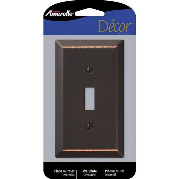 1 Pc, Amerelle Century Aged Bronze 1 Gang Stamped Steel Toggle Wall Plate 1 Pk