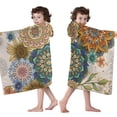 thumbnail image 4 of Vintage Pioneer Flower Collage Hooded Bath Towel，50"x30" for Ages 3 To 12 Kids, Quick Dry Lightweight Soft Microfiber Hood Beach Towel Cover Up for Kids, 4 of 7