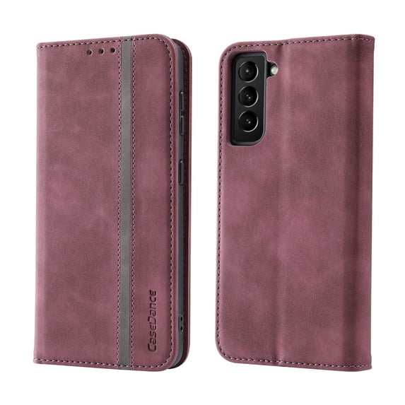 Galaxy S22 Plus Wallet Case, Flip Folio Wallet Cover Slim Premium PU Leather Case with RFID Blocking Card Holders Kickstand Magnetic Closure Bumper Cover for Samsung Galaxy S22 Plus 6.6 inch,Winered