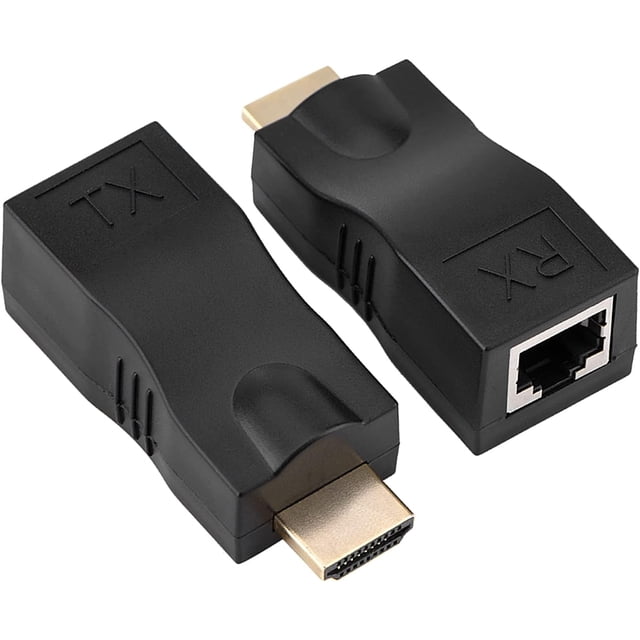 Yosoo Health Gear Cat5e/Cat6 to HDMI Extender 30m 2Pcs HDMI 30m To RJ45 Network Cable Extender HDMI Converter Repeater Over Extender Converter Interface CAT-5e CAT6