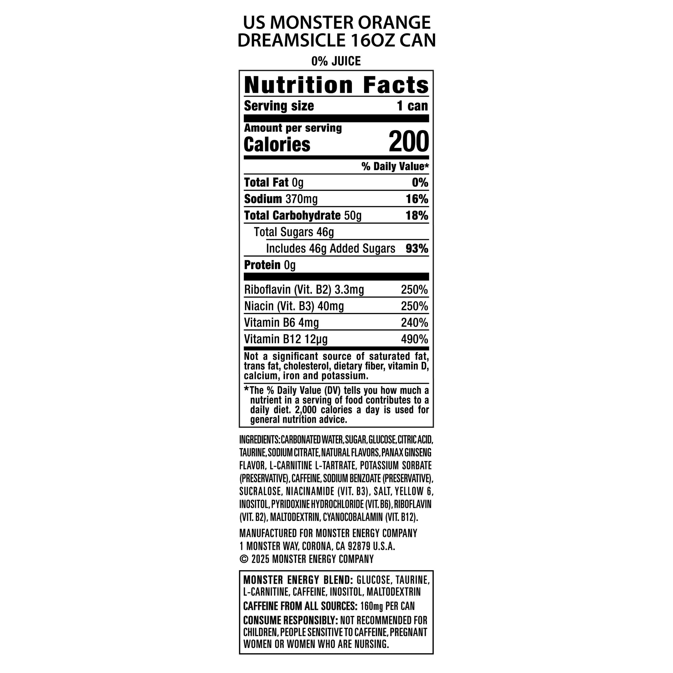 (4 pack) Monster Energy, Orange Dreamsicle, Energy Drink, 16 fl oz