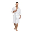 thumbnail image 4 of MAYFISH 100% Cotton Mens Lightweight Robe Summer Short Sleeve Bathrobe Soft Knee Length Robe with Pockets (White, M), 4 of 6