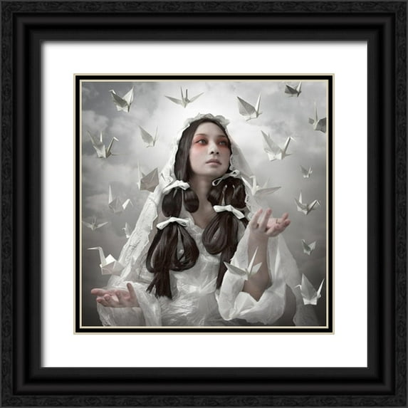 Murakami, Kiyo 20x20 Black Ornate Wood Framed with Double Matting Museum Art Print Titled - Goddess of Origami