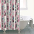 thumbnail image 4 of Pink and Blue Ethnic Style Feather Pattern Shower Curtain 84"x72" ,Bathroom Decorative Shower Curtains Set with 12 Hooks,Modern Waterproof Washable Shower Curtain, 4 of 6