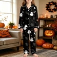 thumbnail image 6 of WOYY Girls Black Halloween Pajamas Long Sleeve Button Front Shirt Pants PJ Set, Sizes 3-14, 6 of 6