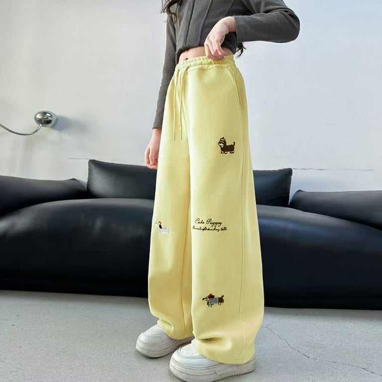 Women's French Terry Wide Leg Sweatpants – Jeans Style, Stretch, Breathable, Elastic Waist, Casual & Workout
