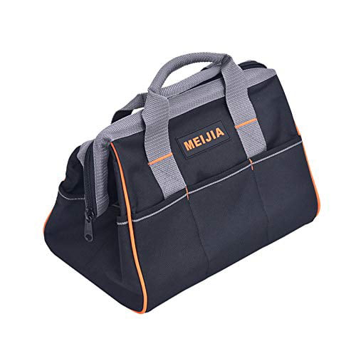 MEIJIA Portable Wide Mouth Open Multi-Compartment Pockets Heavy Duty Tool Bag With PE Board Bottom 13