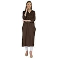 thumbnail image 5 of Phagun Indo WesternSolid Kurti For Women's V-Neck W/ Side Slit Indian Traditional Wear, 5 of 7