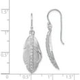 thumbnail image 4 of Sterling Silver Rh-Plated Cz Textured Feather Shepherd Hook Earrings (45 X 13) Made In Thailand qe12397, 4 of 5