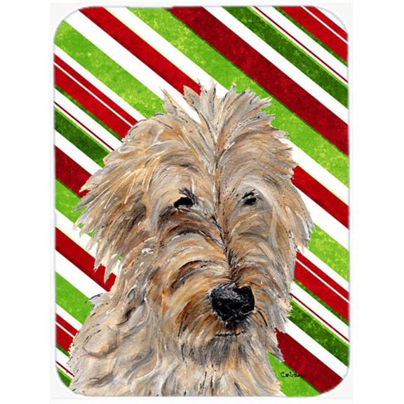Golden Doodle 2 Candy Cane Christmas Mouse Pad, Hot Pad Or Trivet, 7.75 x 9.25 In.
