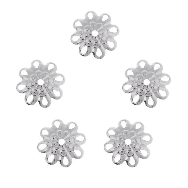 5 piezas flor de ciruelo de metal retro espaciador extremo flores tapas de intermedias para la fabricación de joyas Plata Baoblaze Flor del casquillo del grano