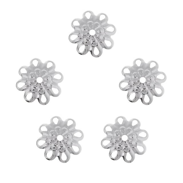 5 piezas retro espaciador extremo flores tapas de para la fabricación Plata Gloria Flor del casquillo del grano