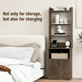thumbnail image 5 of Spaco Bedside Tables Tall Nightstands with 5 Open Shelf and Cabinet-Rustic Brown, Tall Bookshelf, Shelves for Living Room, Home Office, Bedroom, Balcony, 5 of 7