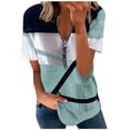 thumbnail image 1 of Birdeem Mode Femmes Été Col en V Manches Courtes Imprimé Fermeture Éclair T-Shirt Blouse Décontractée, 1 of 6