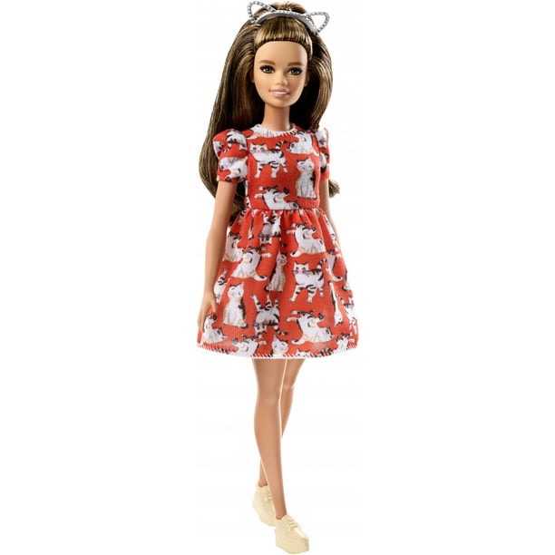 Barbie Fashionistas Doll, Petite Body Type Wearing Kitty Dress ...