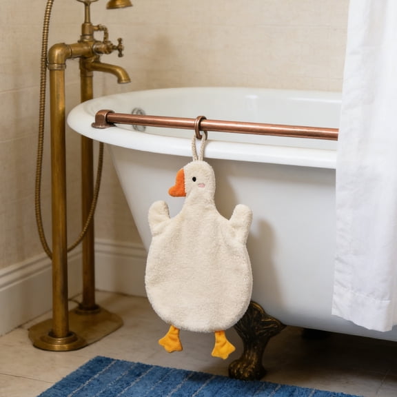Qiweii Goose Pattern Hand Towel Hanging Absorbent Towel for Kitchen and Bathroom