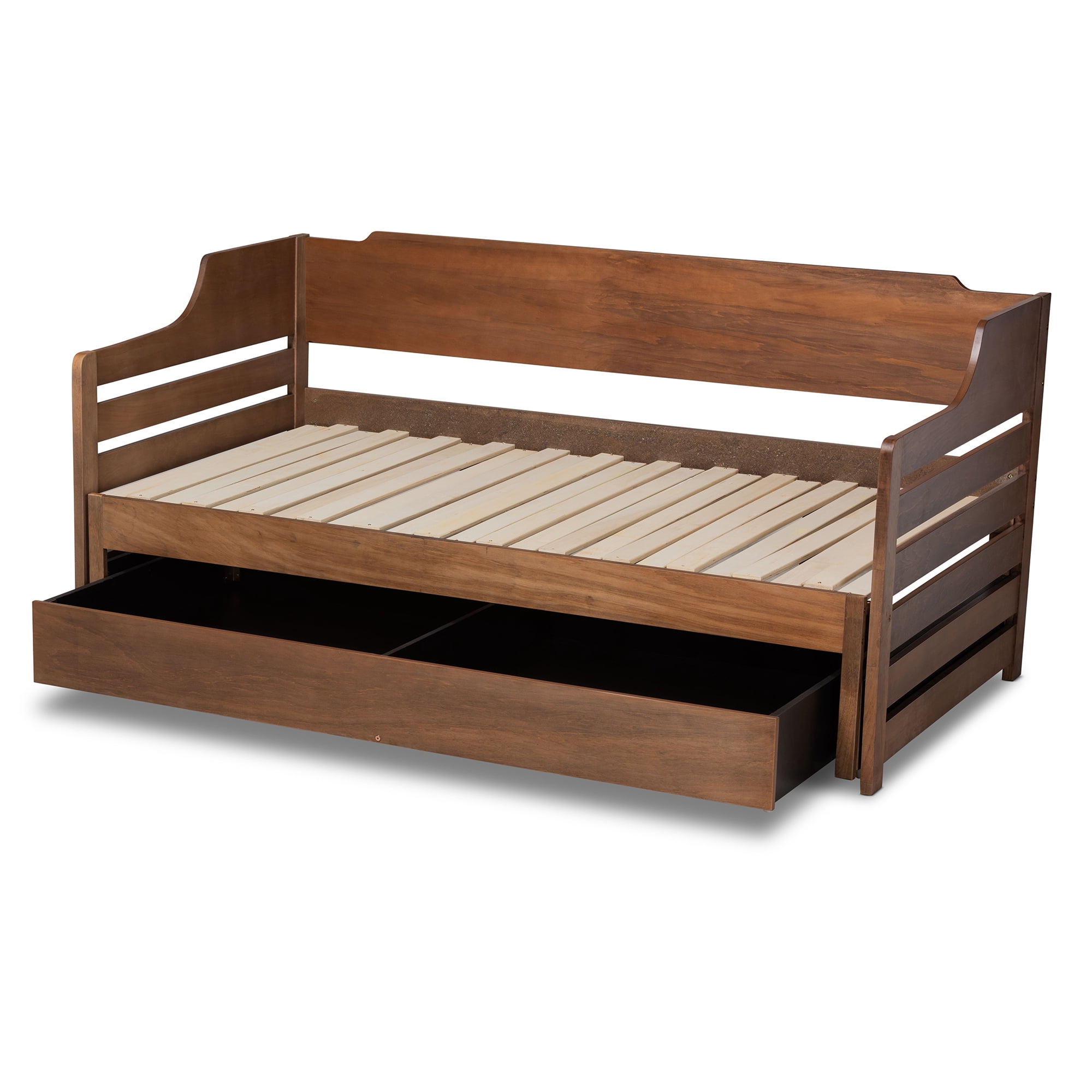 Baxton Studio Expandable Twin-to-King Daybed with Drawer Walnut Brown