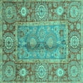 thumbnail image 1 of Ahgly Company Indoor Square Oriental Turquoise Blue Traditional Area Rugs, 3' Square, 1 of 4