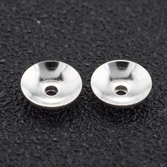 Brass Beads Cap Long-Lasting Plated Apetalous 925 Sterling Silver Plated 4x1.5mm Hole: 1.2mm