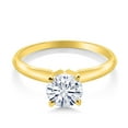 thumbnail image 2 of Gem Stone King 14K Yellow Gold White Moissanite Solitaire Engagement Ring for Women (1.00 Cttw, Gemstone, Round 6.5MM, Size 6), 2 of 4