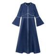 thumbnail image 5 of HULIJA Clergy Robe Dress for Womens Flared Sleeves Maxi Gown Church Robe Choir Performance Halloween Navy Blue XL, 5 of 7