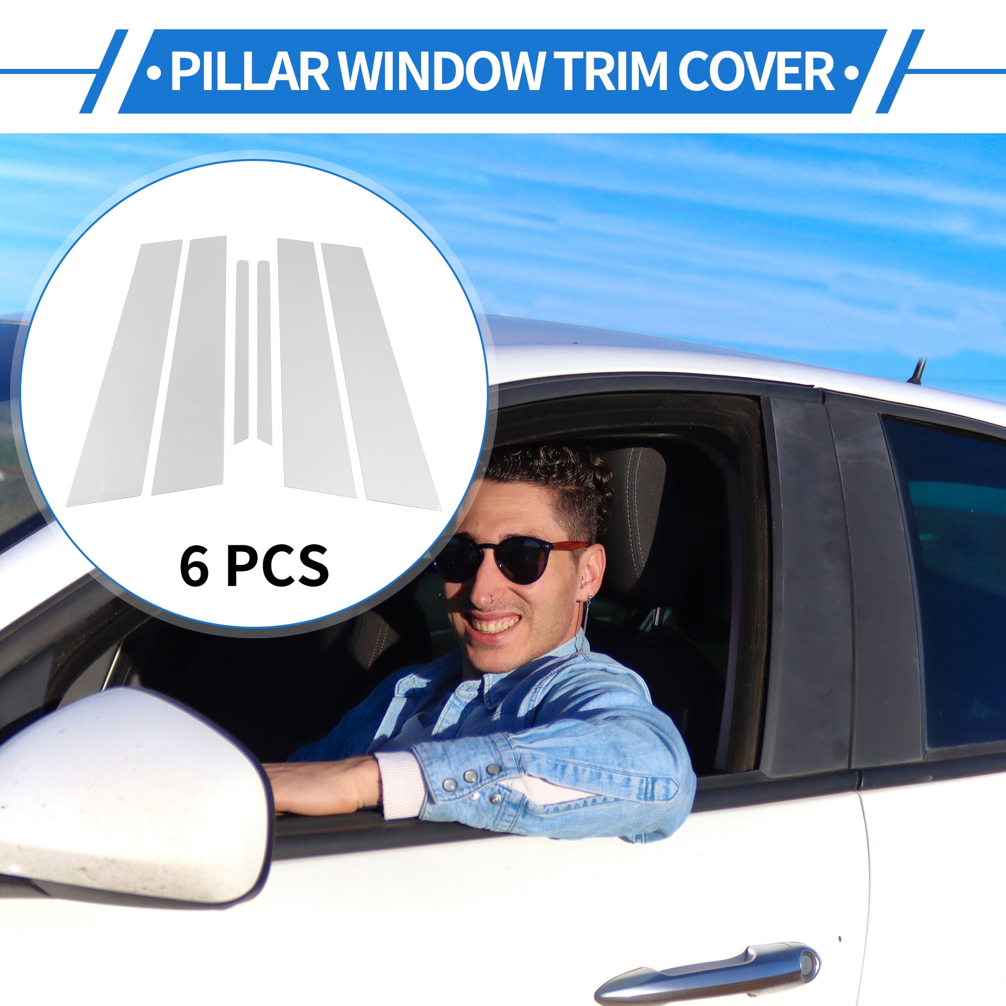 Unique Bargains 6Pcs Door Pillar Window Trim For Kia Optima 2011-2015 Silver
