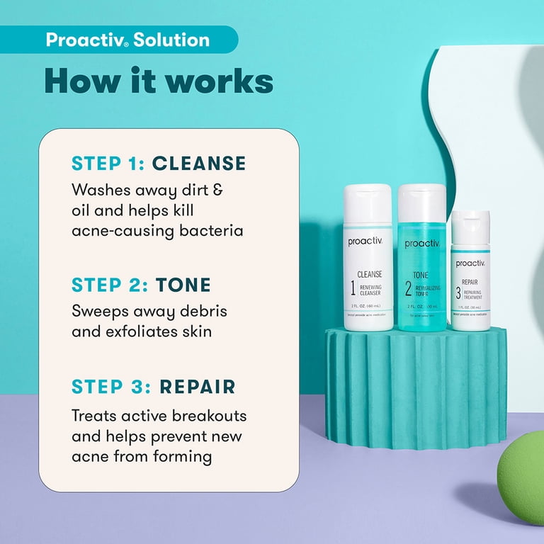 Proactiv Fast Acne Treatment System, 3-Step Face Wash Clean Clear
