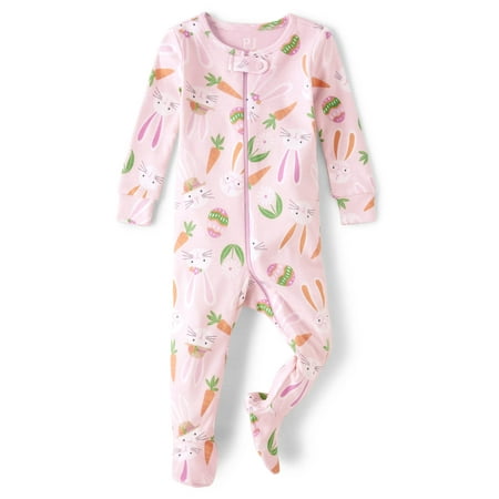 

The Children s Place Long Sleeve 100% Cotton Zip-front One Piece Footed Pajama Baby-Girls Cameo 18-24 Months