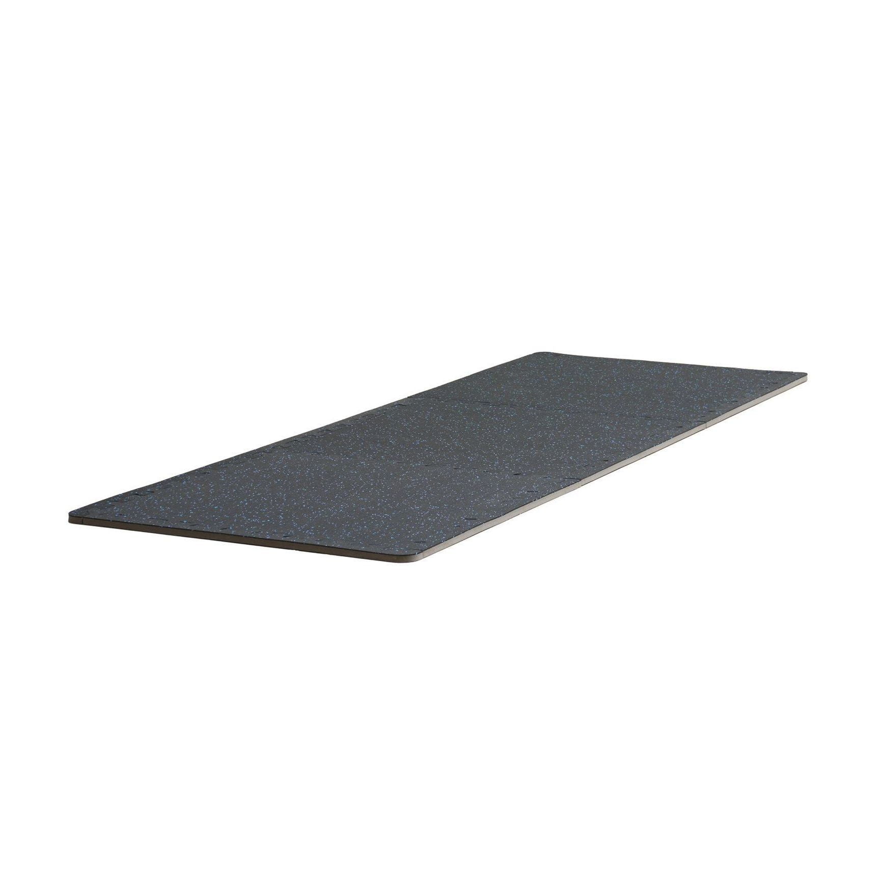 Gym Floor Mats 6-Pack, 24x24in EVA Foam Rubber Interlocking Tiles - 0.56" Thick Workout Flooring for Home Gym, Garage, Basement - Black & Blue, 24 sq ft Coverage
