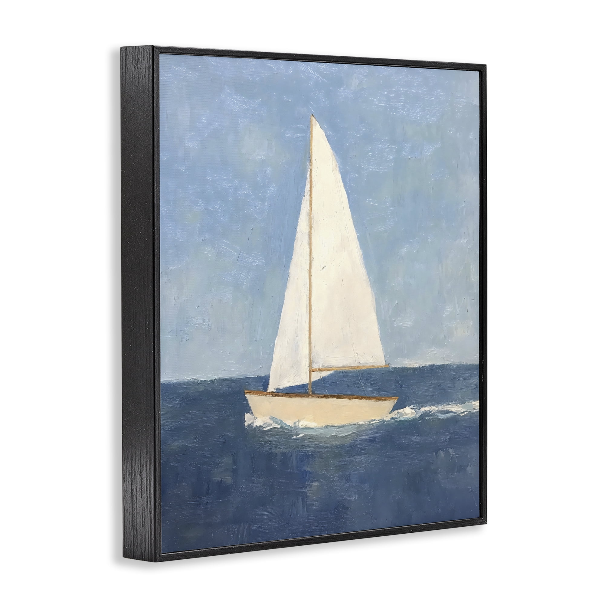 Stupell Industries Deep Blue Sail at Sea Black Framed Giclee Art, design by Creative Studio