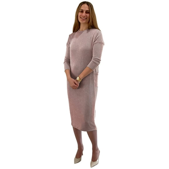 Women's Seersucker Striped Knit Slim Dress