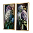 thumbnail image 3 of Designart "Purple Retro Hydrangea Blossoming I" Floral Framed Wall Art Set Of 2 - Traditional Purple Gallery Wall Frame Set For Home Decor, 3 of 6
